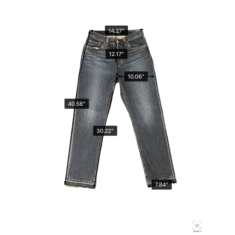 Levis 501 Curve High Rise Straight Leg Jeans Dark Wash Raw Hem Womens 29x30 - Picture 2 of 7